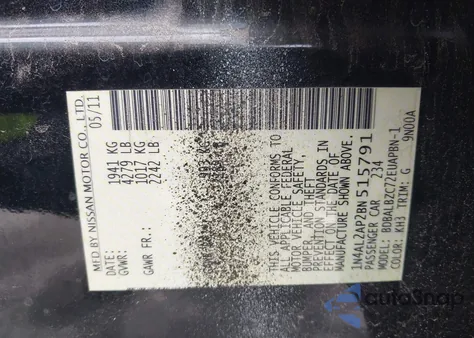 2011 Nissan Altima 2.5 S z USA, uszkodzony, nr VIN 1N4AL2AP2BN515791